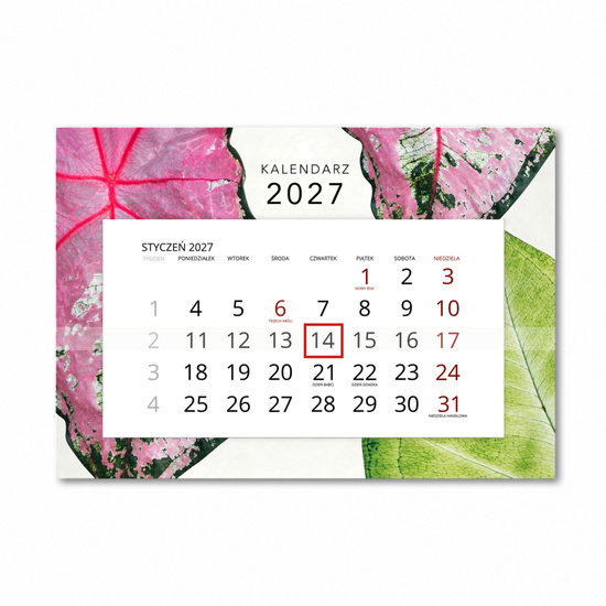 Kalendarz Ścienny 2027 Botanical A4 — widok na białym tle