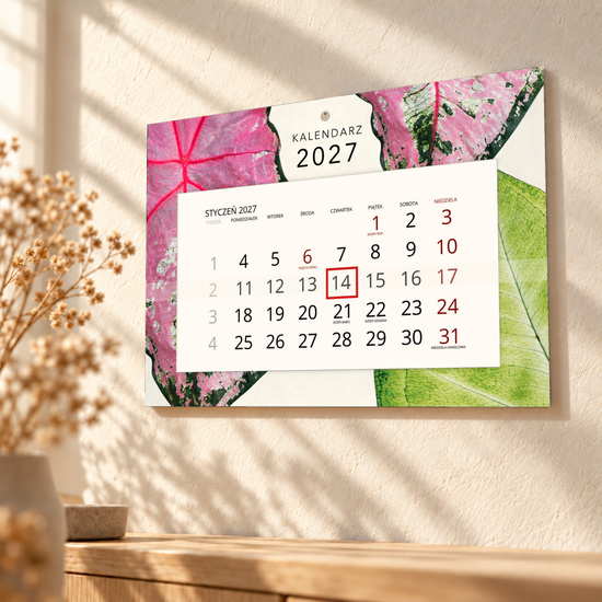Kalendarz Ścienny 2027 Botanical A4 — w ciepłym świetle