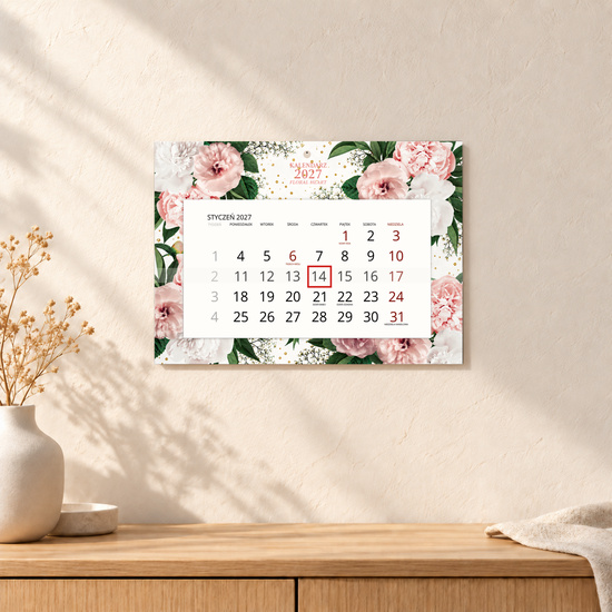 Kalendarz Ścienny 2027 Floral Heart A4 — we wnętrzu