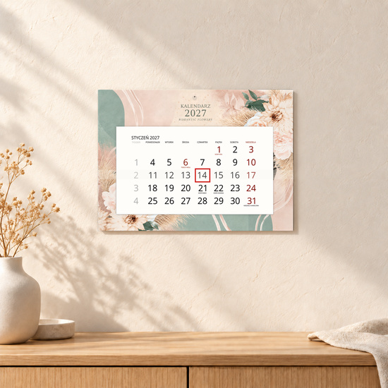 Kalendarz Ścienny 2027 Romantic Flowers A4 — we wnętrzu